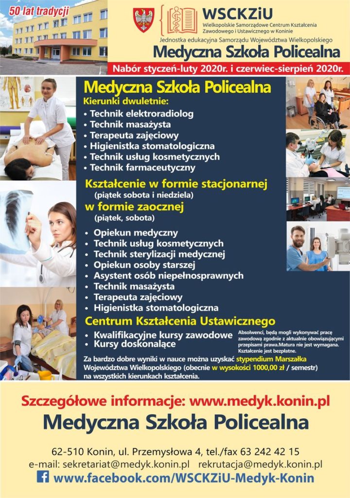 Oferta naboru do szkół Medycznej Szkoły Policealnej 2020
